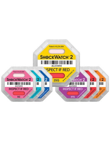 Gamme d'indicateurs d'impacts activée ShockWatch 2