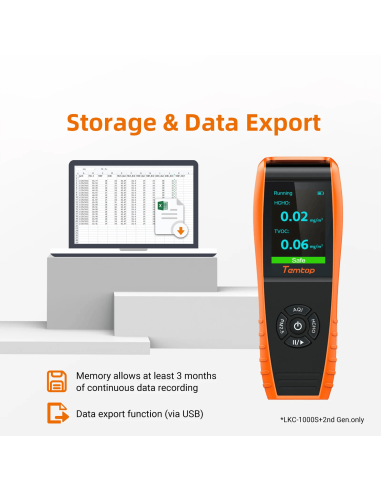 Portable de mesure de la qualité de l'air Temtop LKC-1000S+ 2ème génération | ELITECH