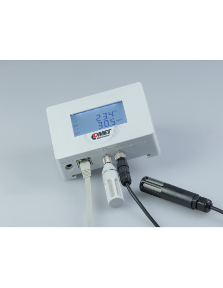 Capteur pour jusqu'à deux sondes numériques de température et d'humidité ou CO2, sortie Ethernet et PoE