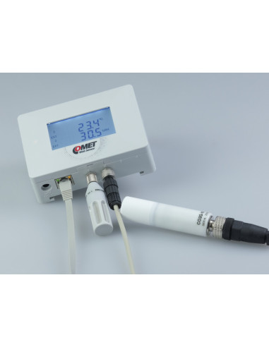 Capteur pour jusqu'à deux sondes numériques de température et d'humidité ou CO2, sortie Ethernet et PoE