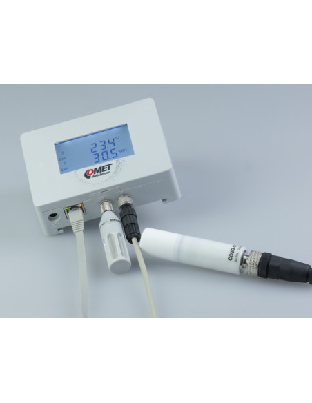 Capteur pour jusqu'à deux sondes numériques de température et d'humidité ou CO2, sortie Ethernet et PoE