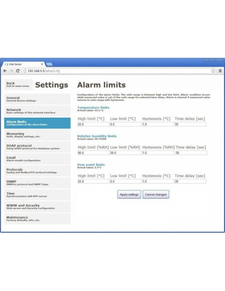 Capteur Web - thermomètre hygromètre distant avec interface Ethernet