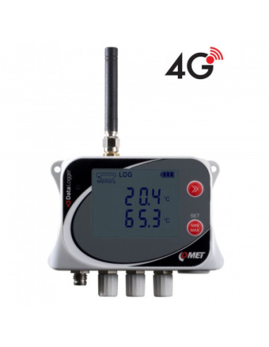 Enregistreur de données de température sans fil IoT pour 4 sondes externes, avec modem 4G intégré