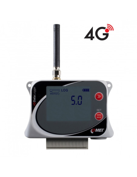 Enregistreur de données pour 3 entrées de tension 0-10V et 1 entrée à deux états, avec modem 4G intégré