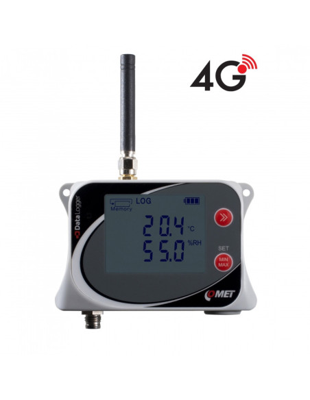 Enregistreur de données sans fil IoT de température et d'humidité relative pour sonde externe, avec modem 4G intégré
