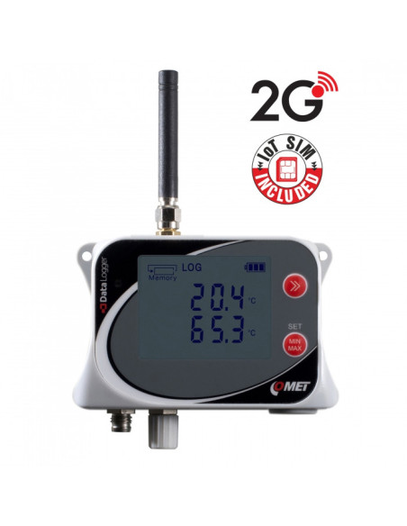Enregistreur de données de température sans fil IoT pour 2 sondes externes, avec modem 2G intégré et carte SIM à forfait fixe