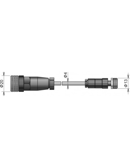Câble d'extension pour sonde CO2, connecteur circulaire M12/M8, câble 1 mètre