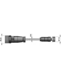Câble d'extension pour sonde CO2, connecteur M12/M8, câble 2 mètres