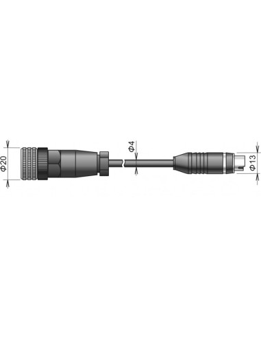 Câble d'extension pour sonde CO2, connecteur M12/MiniDin, câble 2 mètres