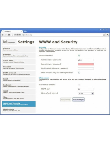 Capteur Web - thermomètre hygromètre distant monocanal