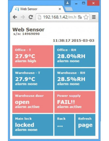 Capteur Web avec PoE - deux canaux avec détecteur d'inondation et entrées binaires