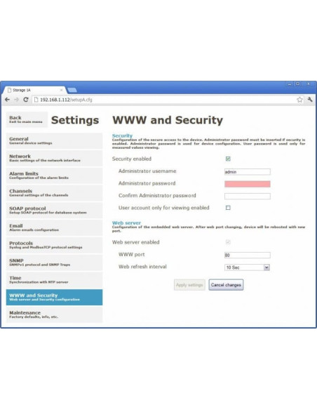 Capteur Web avec PoE - thermomètre hygromètre distant à un canal