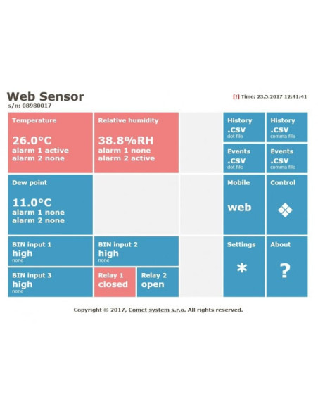 Thermomètre hygromètre avec interface Ethernet et relais, câble 2 mètres