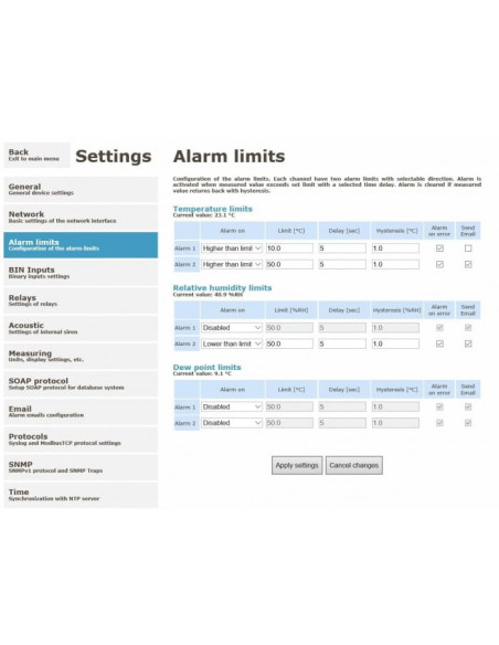 Thermomètre hygromètre baromètre avec interface Ethernet et relais