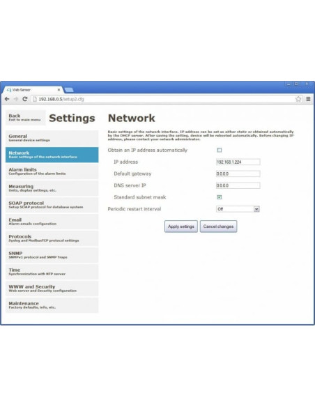 Web Sensor avec PoE - thermomètre hygromètre baromètre distant avec interface Ethernet