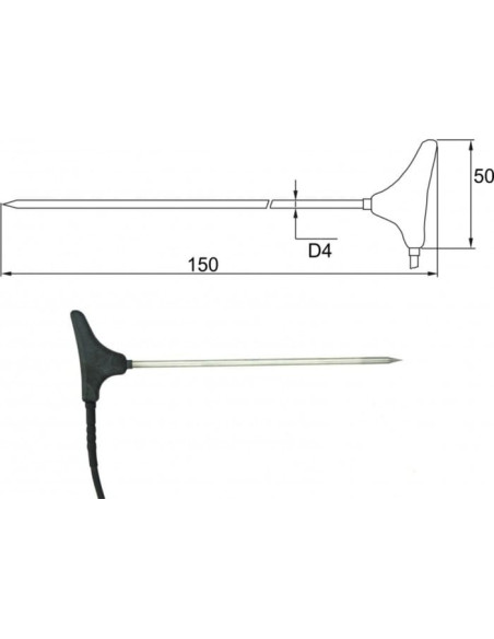 Sonde à piquer 2091-250/0, sans connecteur, câble 10 mètres