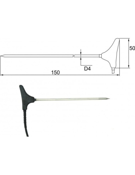 Sonde à piquer 2091-250/M, connecteur MiniDin, câble 1 mètre