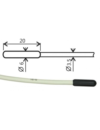 Sonde de température Pt1000TR160/C, connecteur CINCH, câble 20 mètres