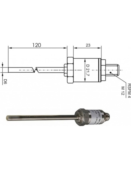 PTS380K/0 capteur de température avec tête de connexion en acier inoxydable et connecteur