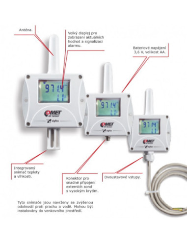 Capteur de température IoT sans fil pour 3 thermocouples externes et avec 1 capteur de température interne, alimenté par Sigfox