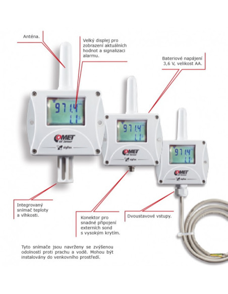 Capteur de température IoT sans fil pour 3 thermocouples externes et avec 1 capteur de température interne, alimenté par Sigfox